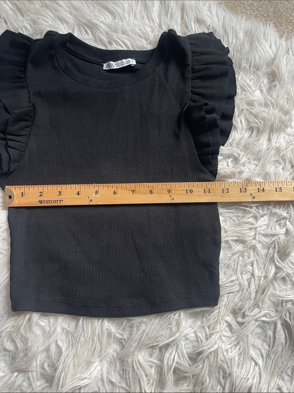 Zara Black Ribbed Ruffle Tank Top - Picture 4 of 5